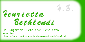 henrietta bethlendi business card